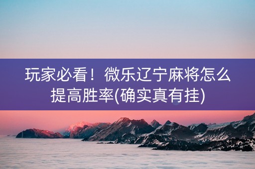 玩家必看！微乐辽宁麻将怎么提高胜率(确实真有挂)