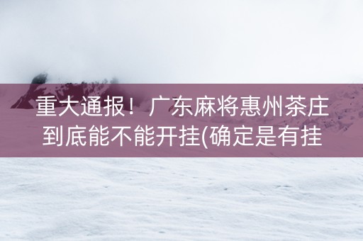 重大通报！广东麻将惠州茶庄到底能不能开挂(确定是有挂)