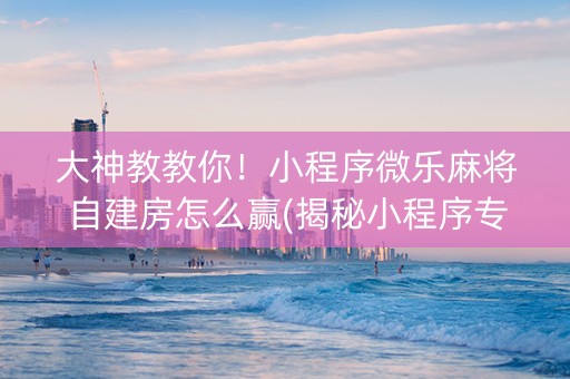 大神教教你！小程序微乐麻将自建房怎么赢(揭秘小程序专用神器下载)