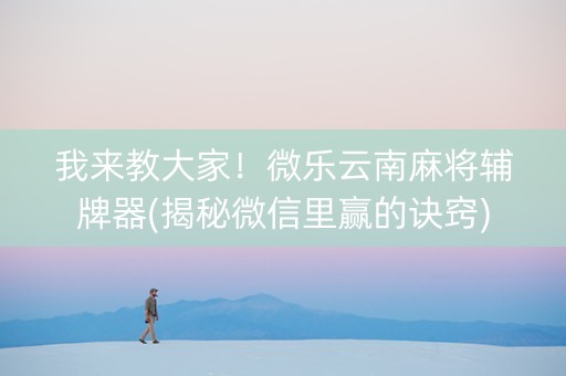 我来教大家！微乐云南麻将辅牌器(揭秘微信里赢的诀窍)