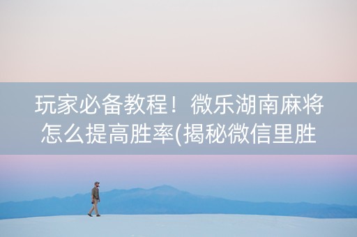 玩家必备教程！微乐湖南麻将怎么提高胜率(揭秘微信里胜率到哪调)