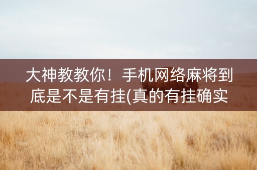 大神教教你！手机网络麻将到底是不是有挂(真的有挂确实有挂)