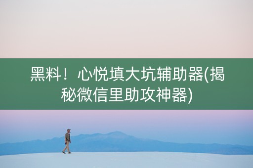 黑料！心悦填大坑辅助器(揭秘微信里助攻神器)