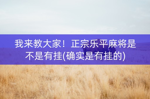 我来教大家！正宗乐平麻将是不是有挂(确实是有挂的)