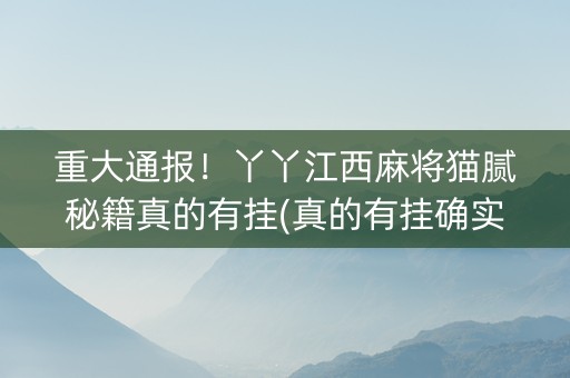 重大通报！丫丫江西麻将猫腻秘籍真的有挂(真的有挂确实有挂)