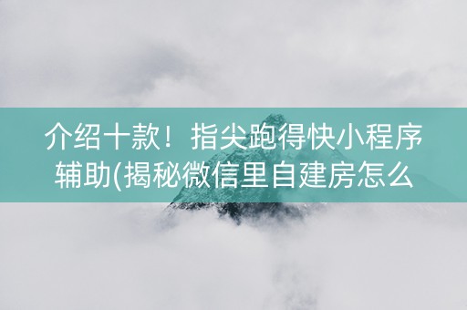 介绍十款！指尖跑得快小程序辅助(揭秘微信里自建房怎么赢)