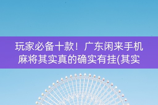 玩家必备十款！广东闲来手机麻将其实真的确实有挂(其实确实有挂)