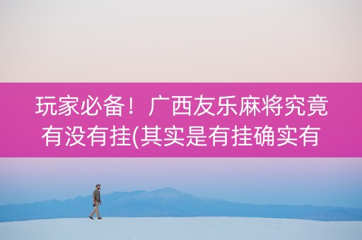 玩家必备！广西友乐麻将究竟有没有挂(其实是有挂确实有挂)