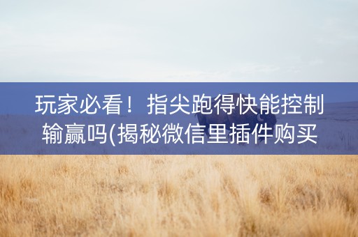 玩家必看！指尖跑得快能控制输赢吗(揭秘微信里插件购买)