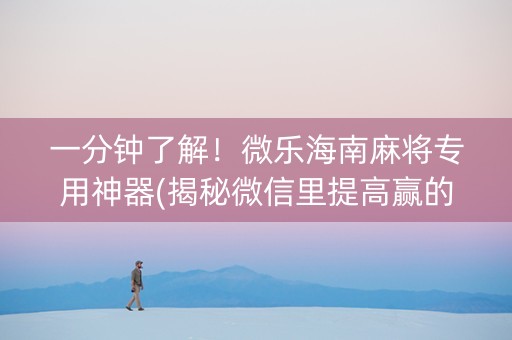 一分钟了解！微乐海南麻将专用神器(揭秘微信里提高赢的概率)