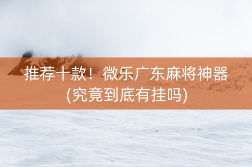 推荐十款！微乐广东麻将神器(究竟到底有挂吗)