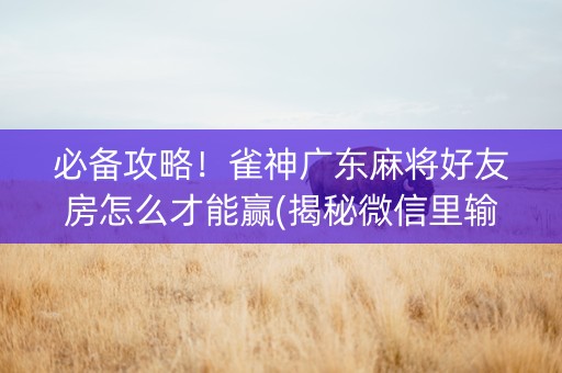 必备攻略！雀神广东麻将好友房怎么才能赢(揭秘微信里输赢规律)