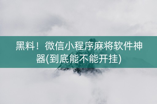 黑料！微信小程序麻将软件神器(到底能不能开挂)