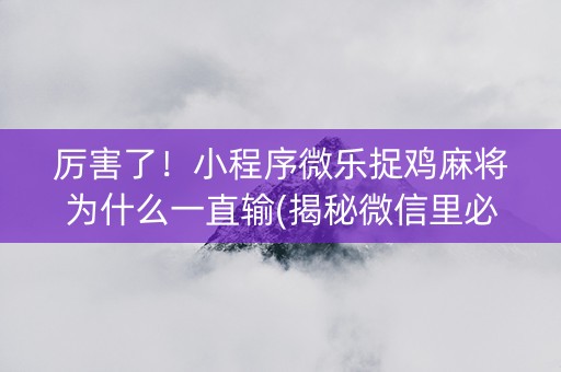 厉害了！小程序微乐捉鸡麻将为什么一直输(揭秘微信里必备神器)