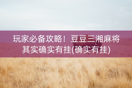 玩家必备攻略！豆豆三湘麻将其实确实有挂(确实有挂)