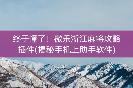 终于懂了！微乐浙江麻将攻略插件(揭秘手机上助手软件)
