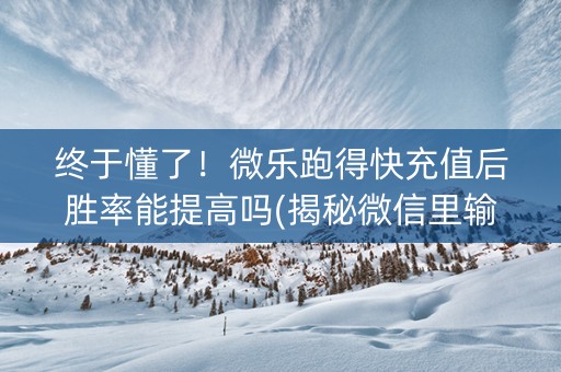 终于懂了！微乐跑得快充值后胜率能提高吗(揭秘微信里输赢技巧)
