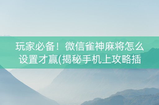 玩家必备！微信雀神麻将怎么设置才赢(揭秘手机上攻略插件)
