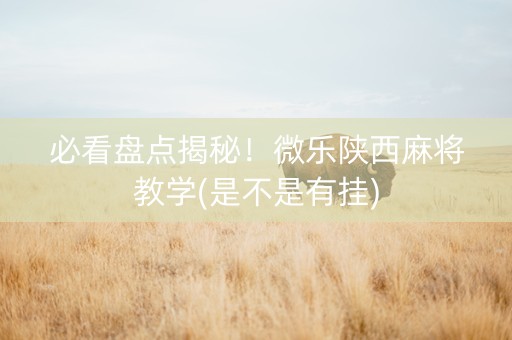 必看盘点揭秘！微乐陕西麻将教学(是不是有挂)