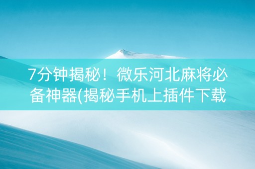 7分钟揭秘！微乐河北麻将必备神器(揭秘手机上插件下载)