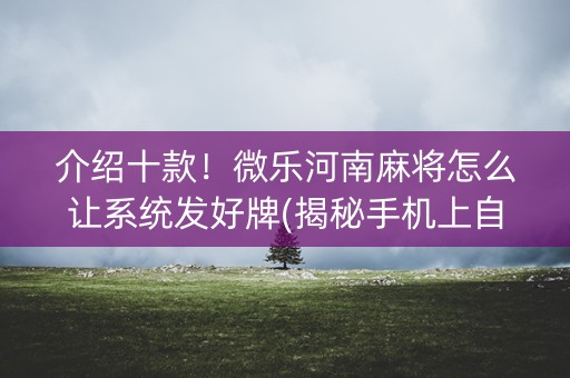 介绍十款！微乐河南麻将怎么让系统发好牌(揭秘手机上自建房怎么赢)