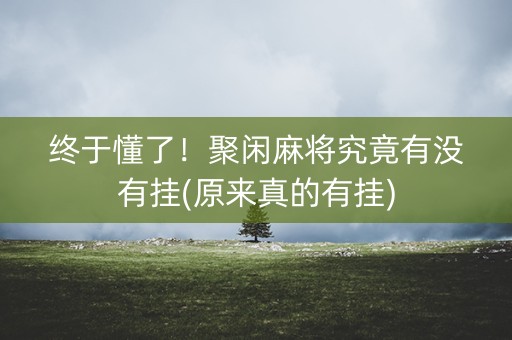 终于懂了！聚闲麻将究竟有没有挂(原来真的有挂)