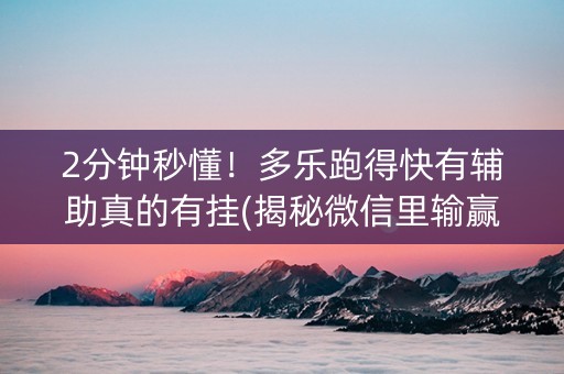 2分钟秒懂！多乐跑得快有辅助真的有挂(揭秘微信里输赢规律)