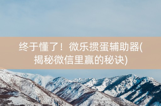终于懂了！微乐掼蛋辅助器(揭秘微信里赢的秘诀)