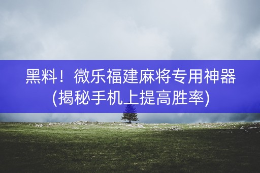 黑料！微乐福建麻将专用神器(揭秘手机上提高胜率)