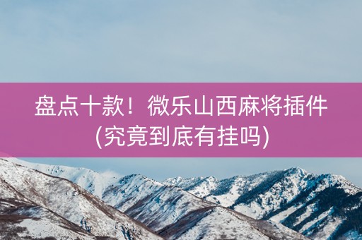 盘点十款！微乐山西麻将插件(究竟到底有挂吗)