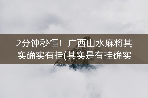 2分钟秒懂！广西山水麻将其实确实有挂(其实是有挂确实有挂)