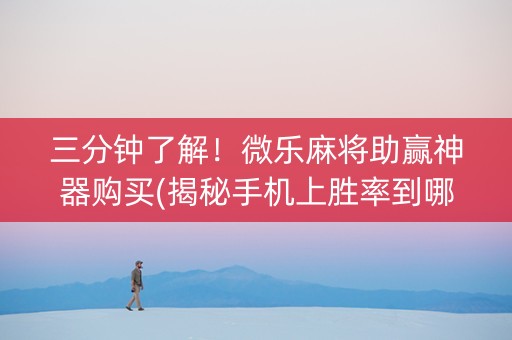 三分钟了解！微乐麻将助赢神器购买(揭秘手机上胜率到哪调)