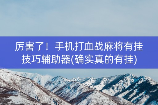厉害了！手机打血战麻将有挂技巧辅助器(确实真的有挂)