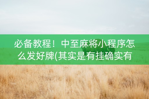 必备教程！中至麻将小程序怎么发好牌(其实是有挂确实有挂)