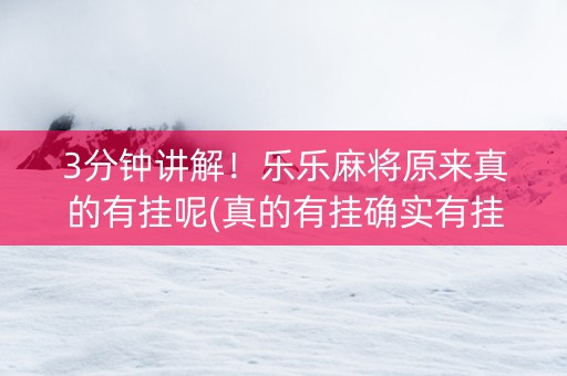 3分钟讲解！乐乐麻将原来真的有挂呢(真的有挂确实有挂)