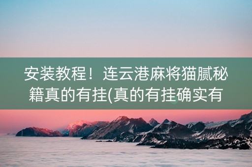 安装教程！连云港麻将猫腻秘籍真的有挂(真的有挂确实有挂)