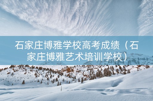 石家庄博雅学校高考成绩（石家庄博雅艺术培训学校）
