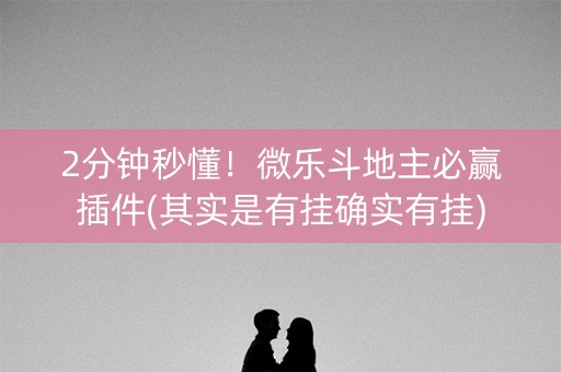 2分钟秒懂！微乐斗地主必赢插件(其实是有挂确实有挂)