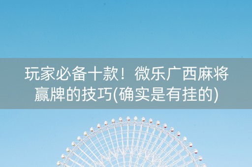玩家必备十款！微乐广西麻将赢牌的技巧(确实是有挂的)