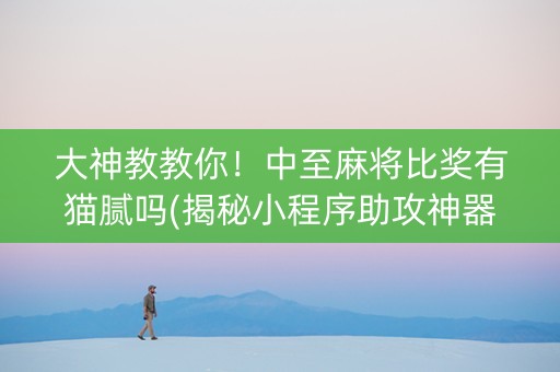 大神教教你！中至麻将比奖有猫腻吗(揭秘小程序助攻神器)