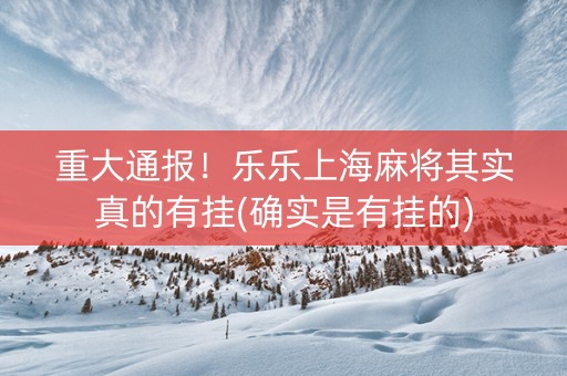 重大通报！乐乐上海麻将其实真的有挂(确实是有挂的)