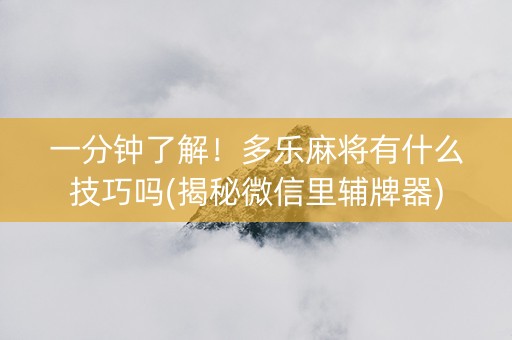一分钟了解！多乐麻将有什么技巧吗(揭秘微信里辅牌器)