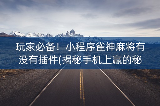玩家必备！小程序雀神麻将有没有插件(揭秘手机上赢的秘诀)