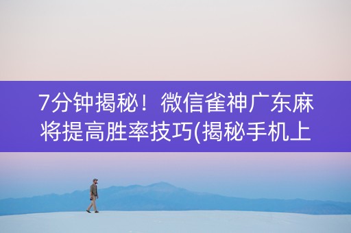 7分钟揭秘！微信雀神广东麻将提高胜率技巧(揭秘手机上赢牌的技巧)