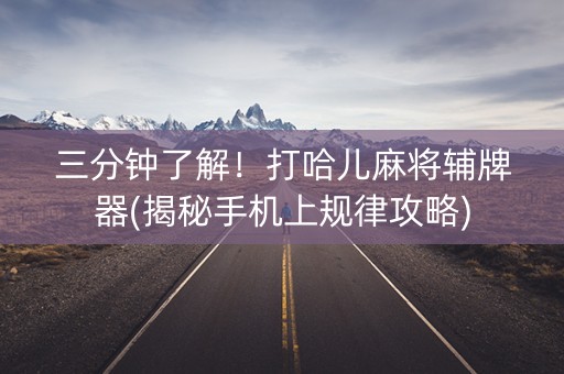 三分钟了解！打哈儿麻将辅牌器(揭秘手机上规律攻略)