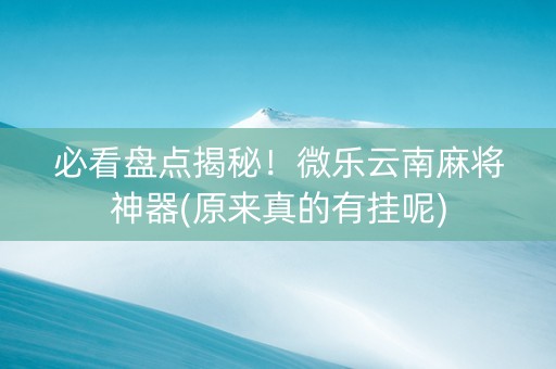 必看盘点揭秘！微乐云南麻将神器(原来真的有挂呢)