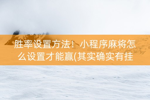 胜率设置方法！小程序麻将怎么设置才能赢(其实确实有挂)