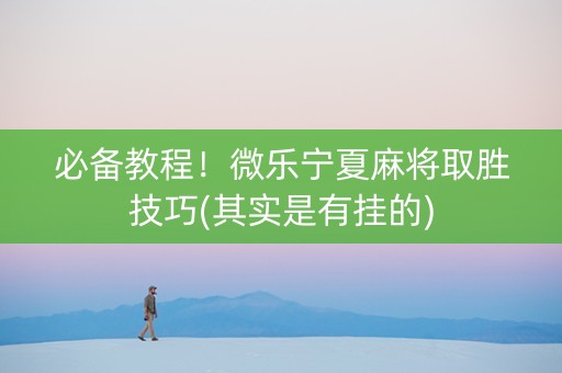 必备教程！微乐宁夏麻将取胜技巧(其实是有挂的)
