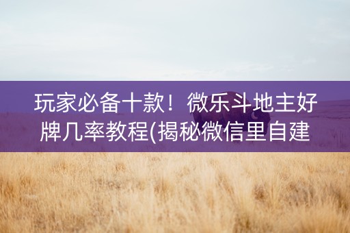 玩家必备十款！微乐斗地主好牌几率教程(揭秘微信里自建房怎么赢)