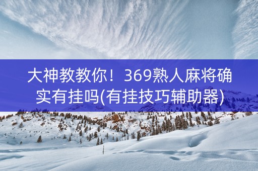 大神教教你！369熟人麻将确实有挂吗(有挂技巧辅助器)